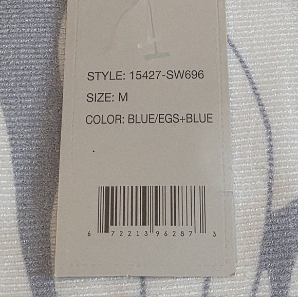 Sioni Blue And White Floral Print Dolman Sleeve Sweater Size M - Picture 9 of 10